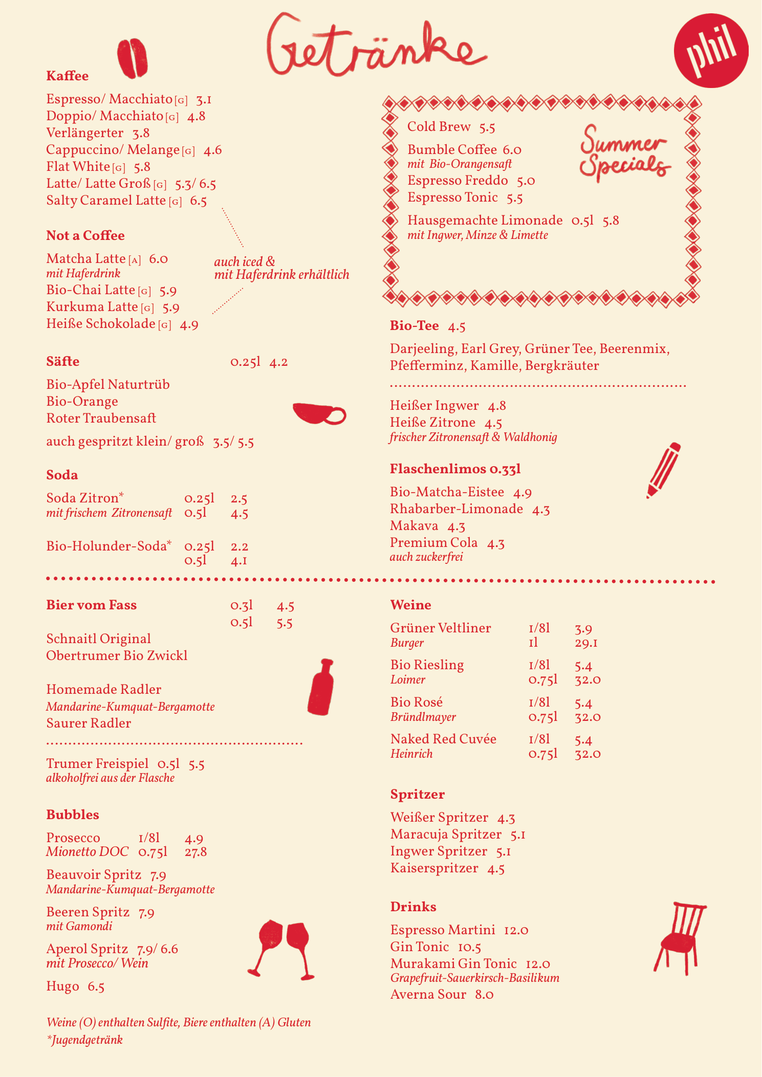 Getränke Karte